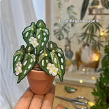 Indoor Tropical Plants Handmade Embroidery Green Plant Potted Plants