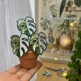 Indoor Tropical Plants Handmade Embroidery Green Plant Potted Plants