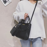 Pu Two-piece Messenger Bag Urban Simple Solid Color Chain Portable
