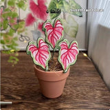 Indoor Tropical Plants Handmade Embroidery Green Plant Potted Plants