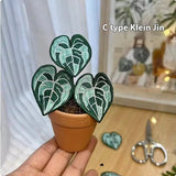 Indoor Tropical Plants Handmade Embroidery Green Plant Potted Plants